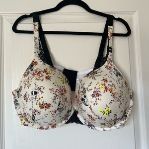 Torrid Plunge Push Up Bra White skull floral size 46DD